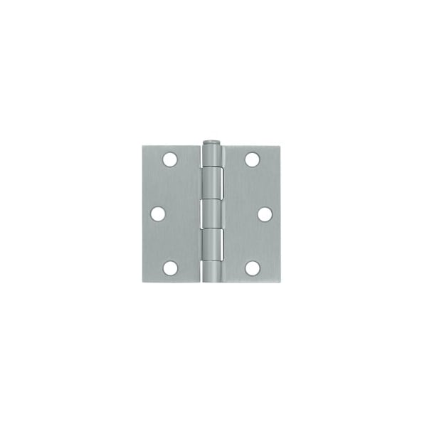 Brushed Chrome 3 x 3 Square Corner Plain Bearing Mortise Hinge, 10PK pairs
